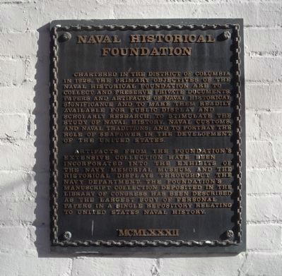 Naval Historical Foundation Marker image. Click for full size.