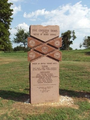 Five Civilized Tribes in the Battle of Honey Springs Marker image. Click for full size.