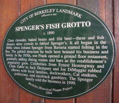 Spenger’s Fish Grotto Marker. Click for full size. Spenger’s Fish Grotto Marker image. Click for full size.