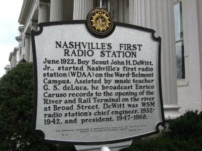 Nashville's First Radio Station Marker image. Click for full size.