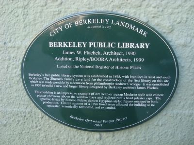 Berkeley Public Library Marker image. Click for full size.