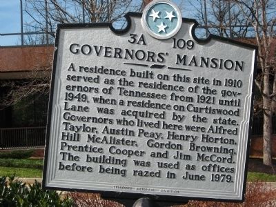 Governors' Mansion Marker. Click for full size. Governors' Mansion Marker image. Click for full size.