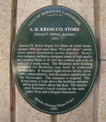 S.H. Kress Co. Store Marker. Click for full size. S.H. Kress Co. Store Marker image. Click for full size.