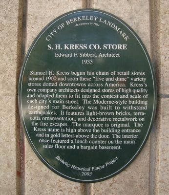 S.H. Kress Co. Store Marker image. Click for full size.