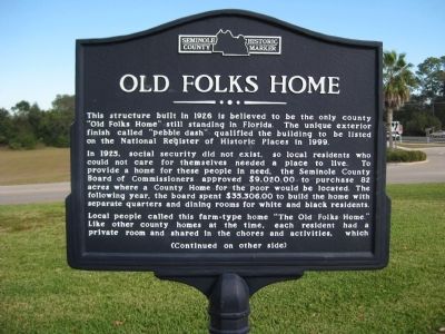 Old Folks Home Marker image. Click for full size.