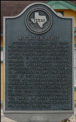 Hitchcock Depot Marker image. Click for full size.