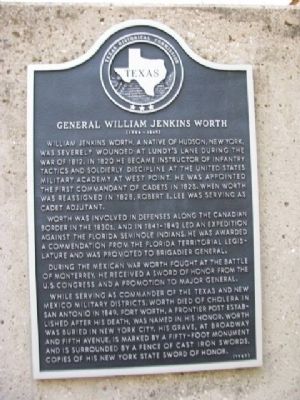 General William Jenkins Worth Marker image. Click for full size.