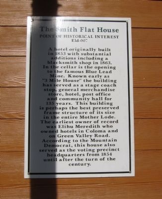 The Smith Flat House Marker image. Click for full size.