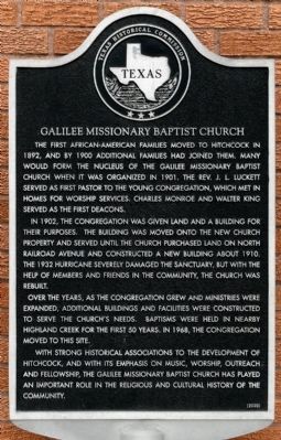 Galilee Missionary Baptist Church Marker image. Click for full size.