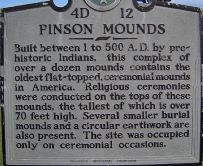 Pinson Mounds Marker image. Click for full size.