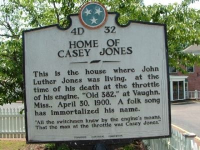 Home of Casey Jones Marker image. Click for full size.