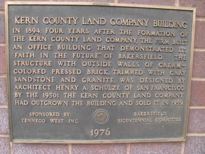 Kern County Land Company Building Marker image. Click for full size.