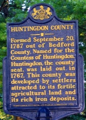 Huntingdon County Marker image. Click for full size.