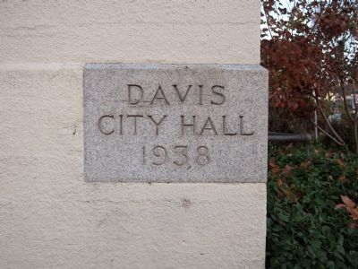 Davis City Hall cornerstone image. Click for full size.