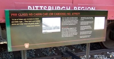 PRR Class N5 Cabin Car (or Caboose) No. 477577 Marker. Click for full size. PRR Class N5 Cabin Car (or Caboose) No. 477577 Marker image. Click for full size.