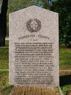 Henderson County/Home Town of Texas Confederate Marker image. Click for full size.