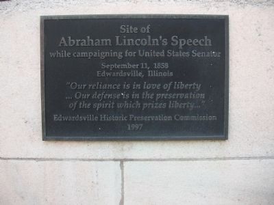 Plaque at Site of Abraham Lincoln's Speech image. Click for full size.