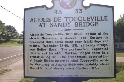 Alexis de Tocqueville At Sandy Bridge Marker. Click for full size. Alexis de Tocqueville At Sandy Bridge Marker image. Click for full size.