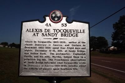 Alexis de Tocqueville At Sandy Bridge Marker. Click for full size. Alexis de Tocqueville At Sandy Bridge Marker image. Click for full size.