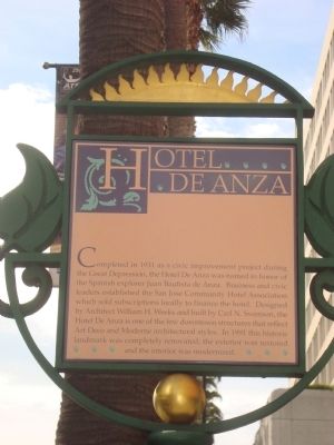 Hotel De Anza Marker image. Click for full size.