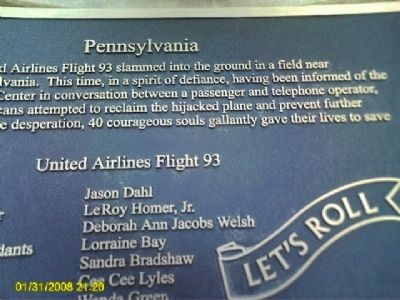United Flight 93 Plaque. Click for full size. United Flight 93 Plaque image. Click for full size.