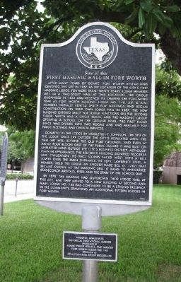 Site of the First Masonic Hall in Fort Worth Marker image. Click for full size.