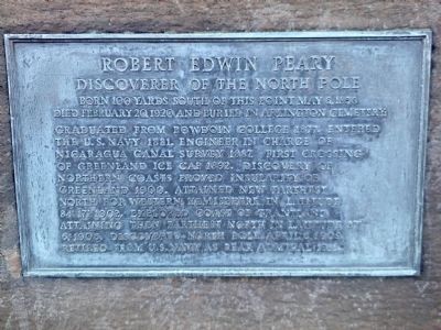 Admiral Peary Statue plaque image. Click for full size.