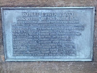 Robert E. Peary Statue Plaque image. Click for full size.
