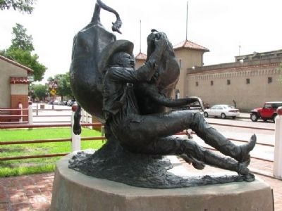 The First Bulldogger sculpture image. Click for full size.