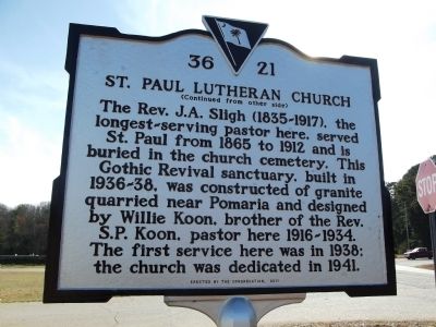 St. Paul Lutheran Church Marker Reverse image. Click for full size.