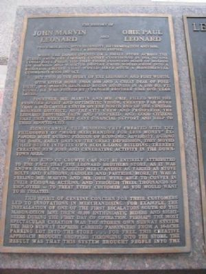 Leonard Brothers Department Store Marker (left side) image. Click for full size.