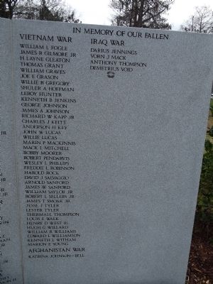 Vietnam War, Afghanistan War & Iraq War lists of names image. Click for full size.