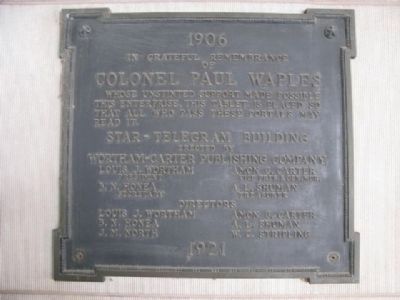 Colonel Paul Waples Marker-Near the entrance of building. image. Click for full size.