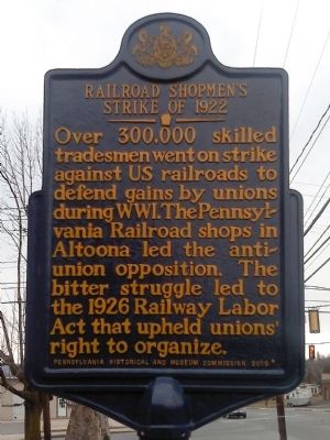 Railroad Shopmen's Strike of 1922 Marker image. Click for full size.