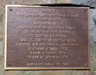 Lancaster Methodist Camp Ground Historic District Marker image. Click for full size.