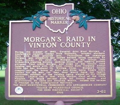 Morgan's Raid in Vinton County Marker image. Click for full size.