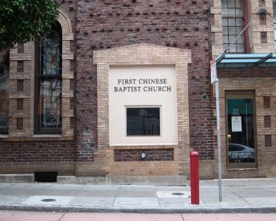 First Chinese Baptist Church Marker - wide view image. Click for full size.