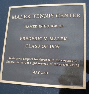 Malek Tennis Center Marker image. Click for full size.