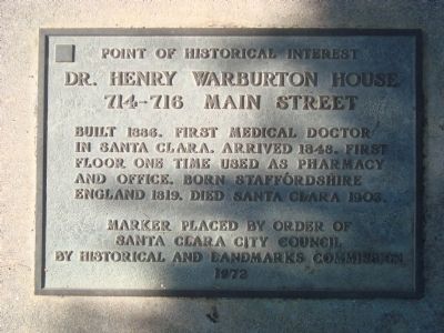 Dr. Henry Warburton House Marker image. Click for full size.
