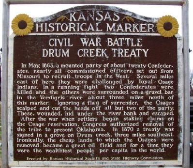 Civil War Battle [and] Drum Creek Treaty Marker image. Click for full size.