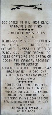 555th Parachute Infantry Company Dedication image. Click for full size.