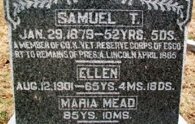 Samuel T. Carpenter Grave Marker Detail image. Click for full size.