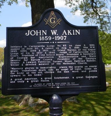 John W. Akin Marker image. Click for full size.