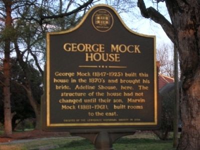 George Mock House Marker image. Click for full size.
