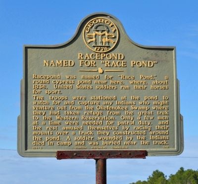 Racepond Named For "Race Pond" Marker image. Click for full size.