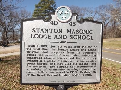 Stanton Masonic Lodge And School Marker image. Click for full size.