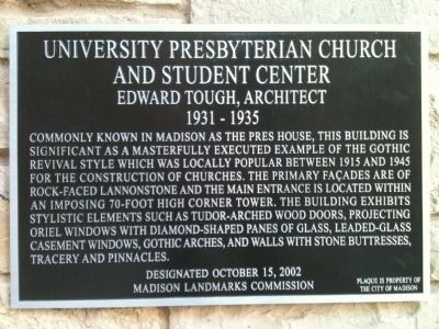 University Presbyterian Church and Student Center Marker image. Click for full size.