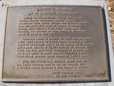 Jackie Cochran Marker. Click for full size. Jackie Cochran Marker image. Click for full size.