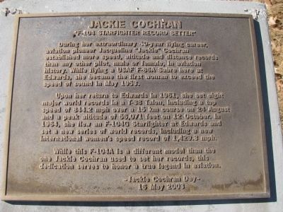 Jackie Cochran Marker image. Click for full size.