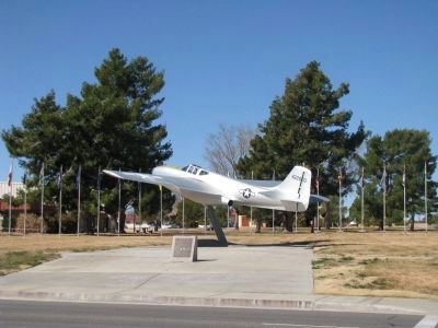 Bell P-59 and Flag Memorial Marker image. Click for full size.
